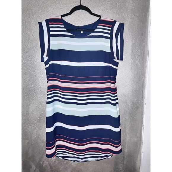 Rebecca Minkoff Tambourine Professional Business Preppy Stripe Cap Sleeves Dress - Picture 1 of 12